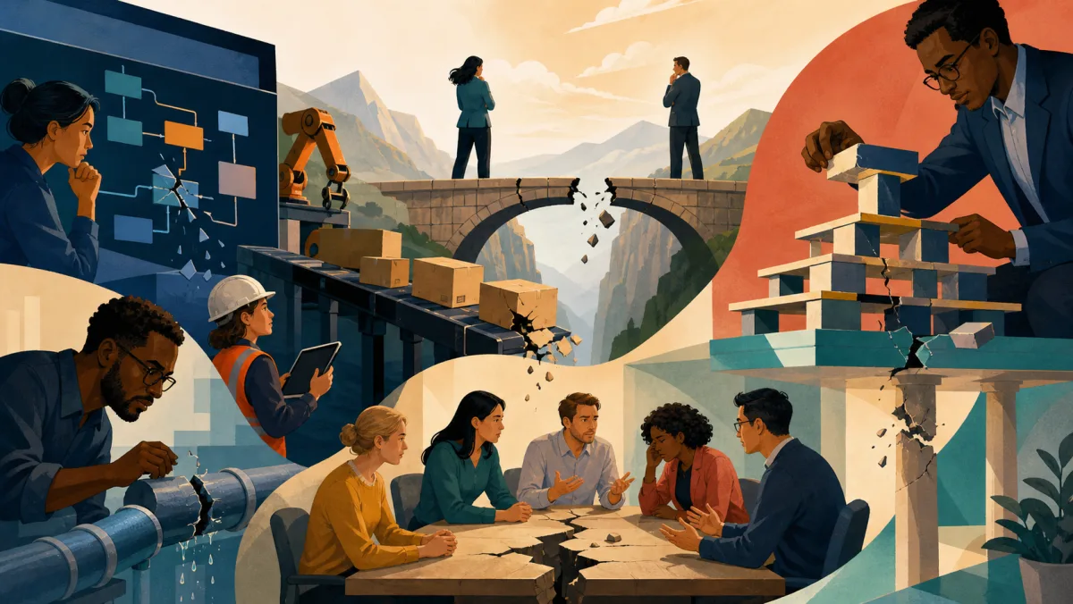 Connected workplace systems revealing hidden fractures in processes, structures, and team relationships