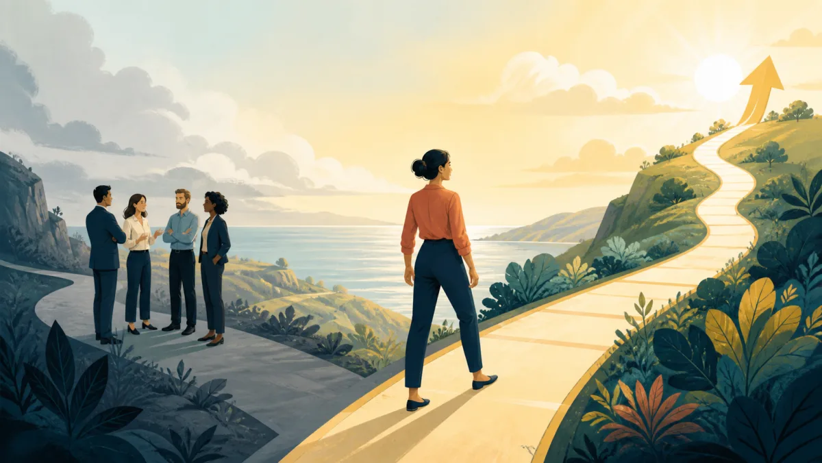 A hopeful team watches the horizon while another professional follows a specific rising path