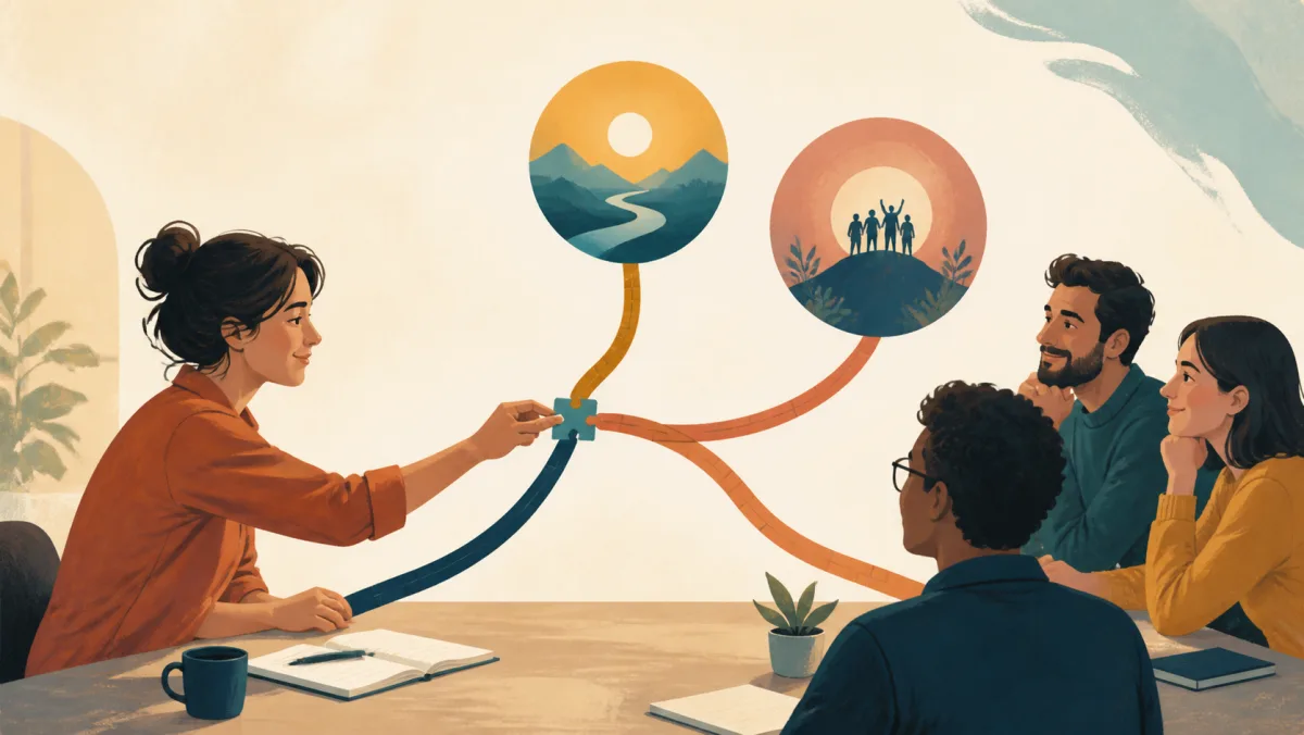 A meeting participant connects one small contribution to several parts of a shared discussion