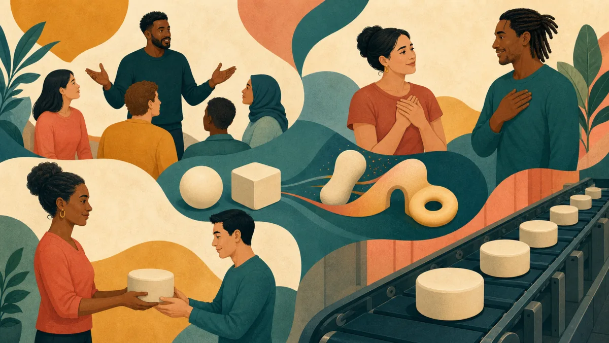 Wordless scenes show meaning, feeling, form, ownership, and physical objects being conveyed