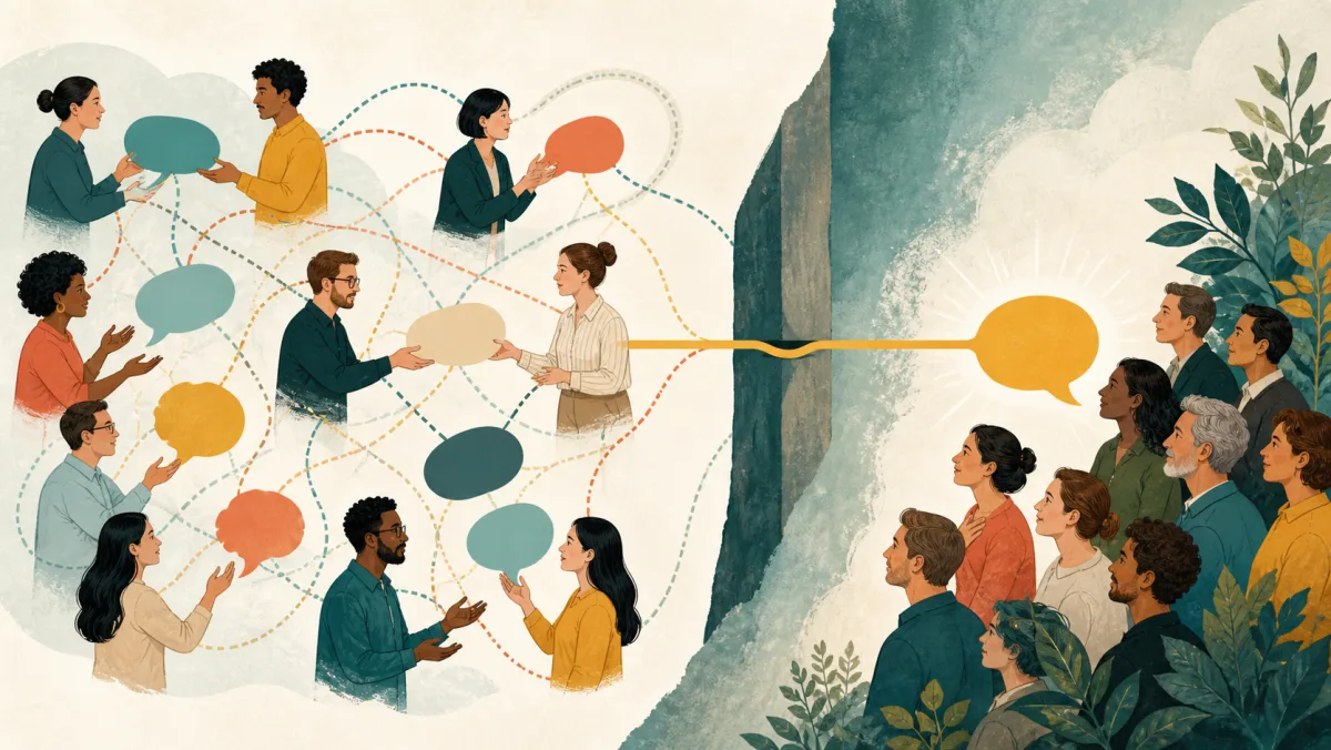 Many signals circulate through a communication network while one meaningful signal lands with an audience