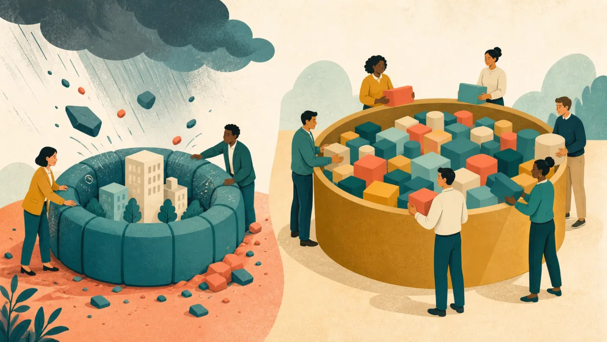 A purpose-built layer protects one vulnerable project beside a general pool of saved resources