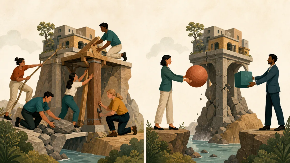 One team removes underlying weaknesses while another places an offsetting counterweight against future loss
