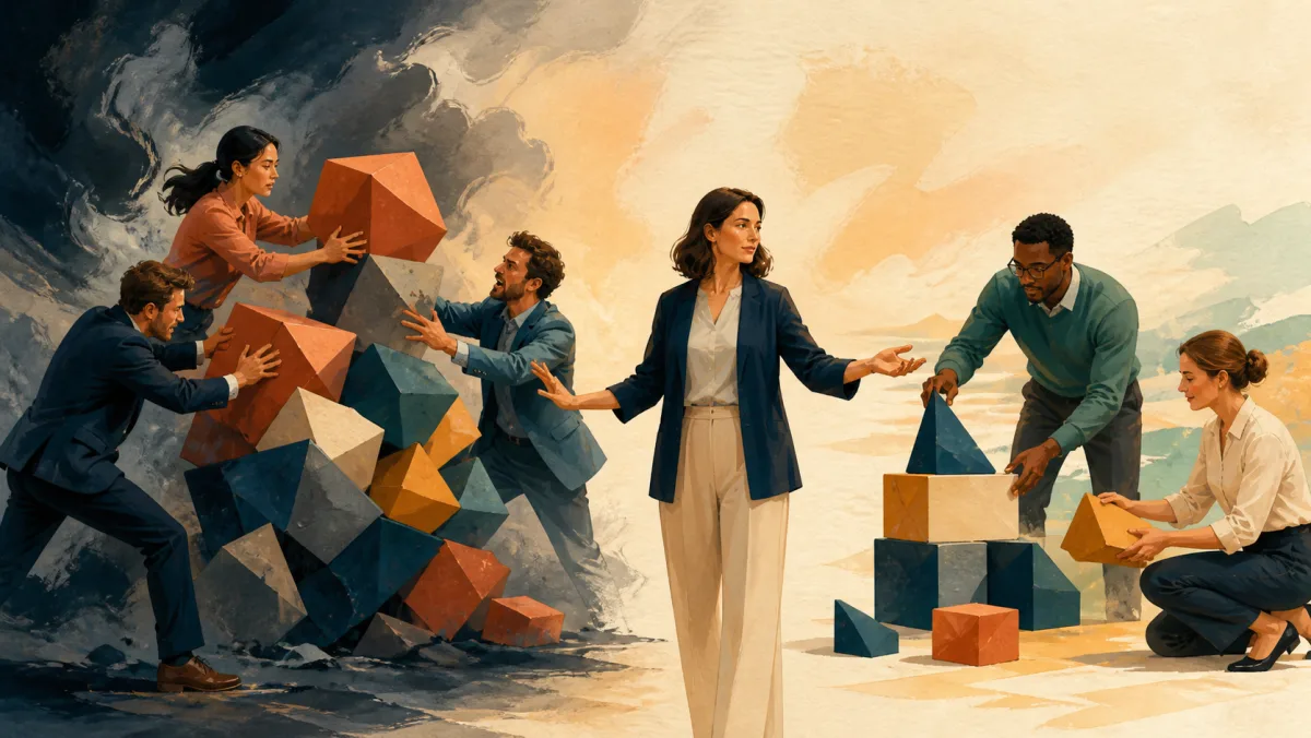 One team raises a turbulent structure while a facilitator reduces another into stable pieces