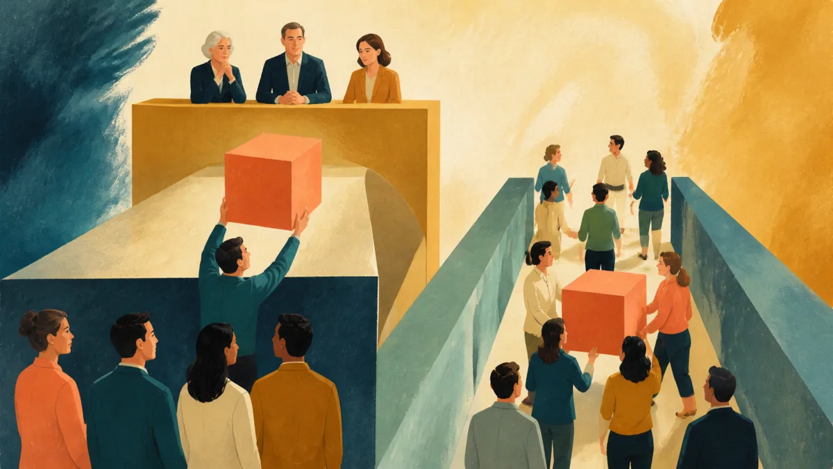 One blocked decision moves to higher authority while another request moves through a faster channel