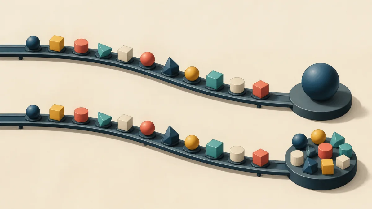 A complete ring of opened machines surrounds one coupling beside a modular display linked to only some equipment
