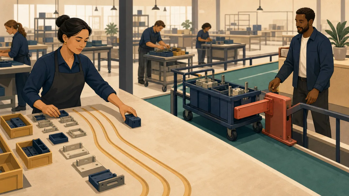 A component sits beside optional placement grooves while a cart engages a coral transfer gate with a reviewer