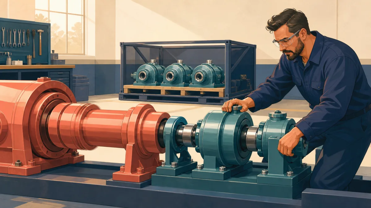 Spare components rest in storage while a professional operates an active stabilizing mechanism