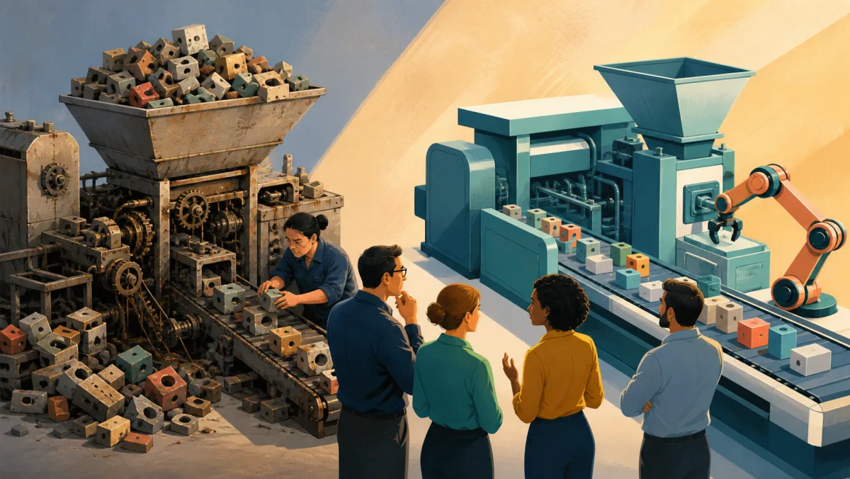 A team compares an overloaded aging workflow machine with a comprehensive modern replacement assembly