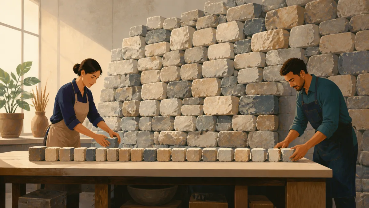 Two professionals steadily moving blocks from a large remaining backlog into a completed row