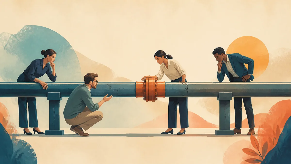 Team examining one fragile pipeline whose overall brittleness comes from several connected weaknesses