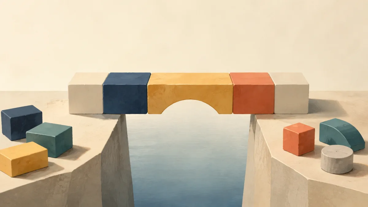 Three valid paths reaching the same destination, with one precisely assembled from interlocking pieces