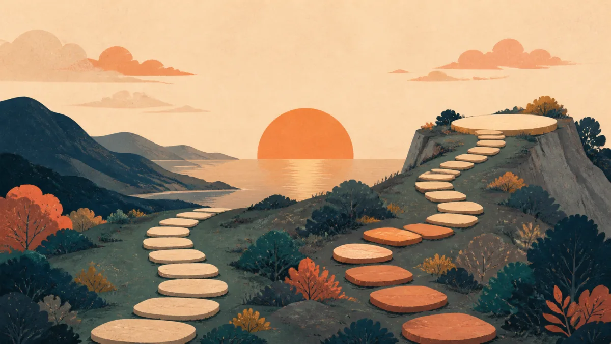 Two internally consistent stepping-stone paths leading toward the same setting sun