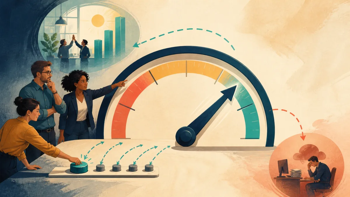 A team moving a large outcome gauge meaningfully while small inputs have little effect