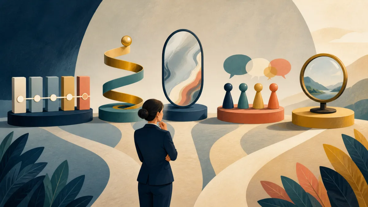 A professional choosing among stations for sequence, narrative, distortion, messaging, and framing