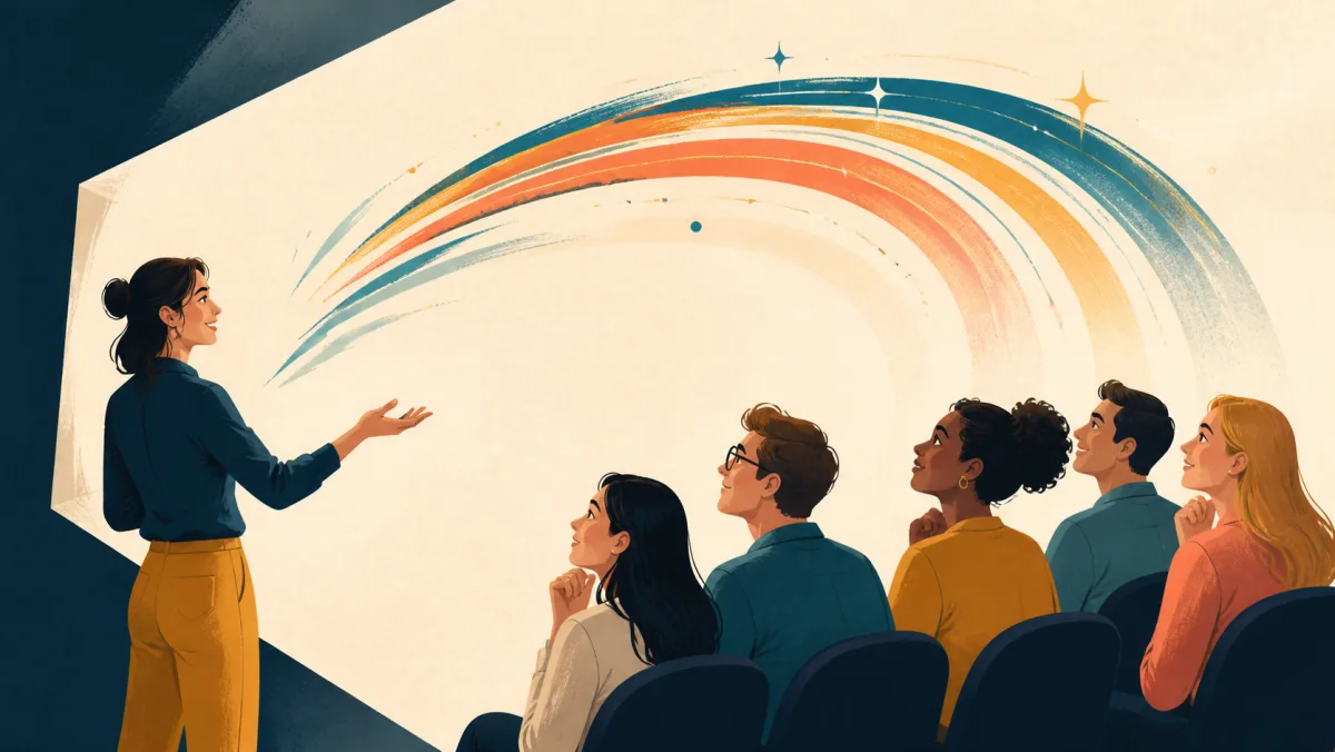 A presenter holding an audience's attention with a bright magnetic arc