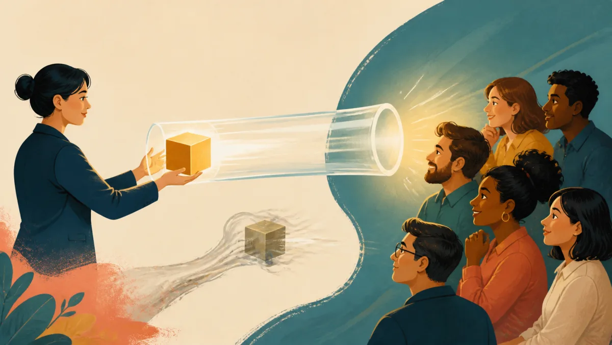 A clear content block traveling intact through a communication channel to an attentive audience
