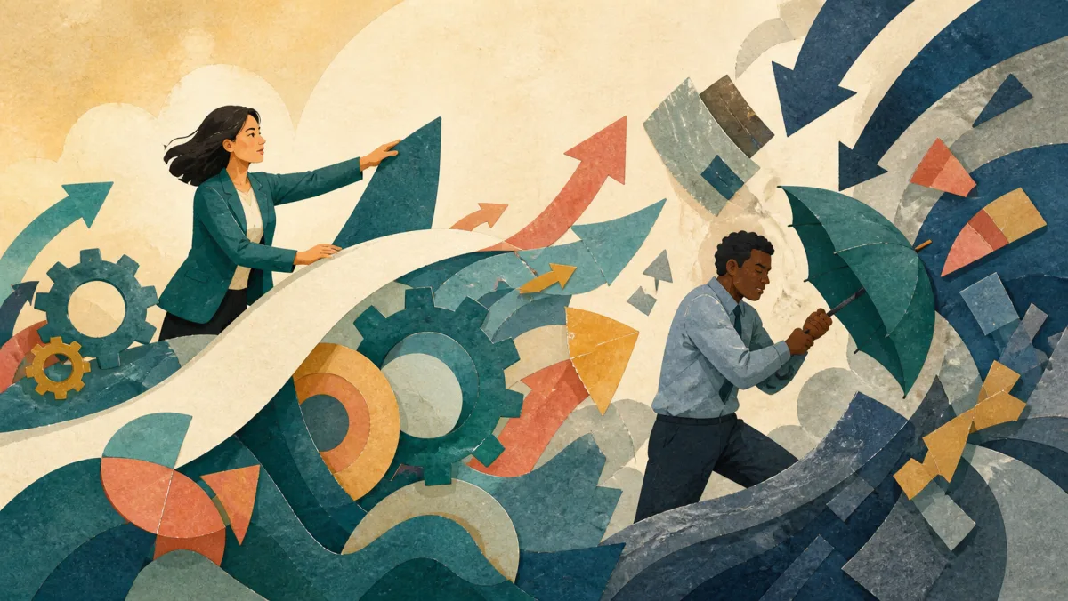 One professional actively shaping a way through complexity while another withstands pressure