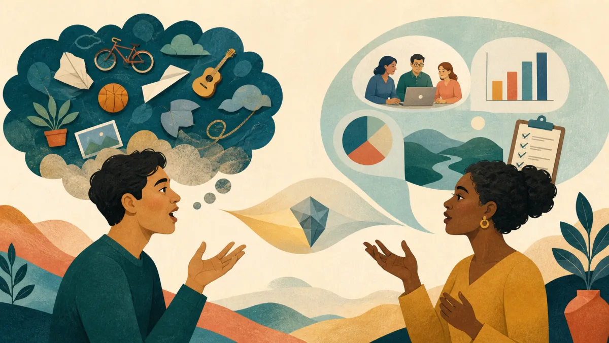 One speaker retrieving an unverified memory while another softens an evidence-based claim