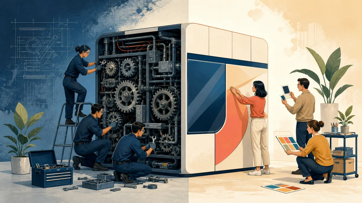 Engineers rebuild a machine's internal mechanics while designers refresh a clean outer shell