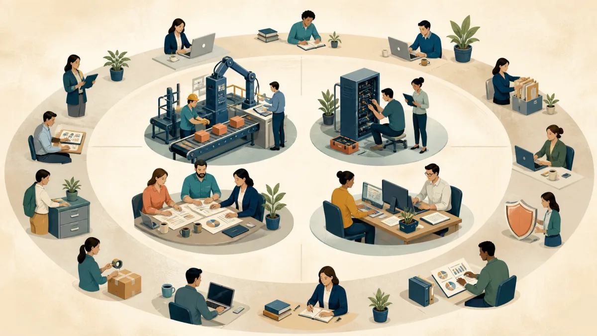 Recurring support activities form an outer ring around several core workplace operations