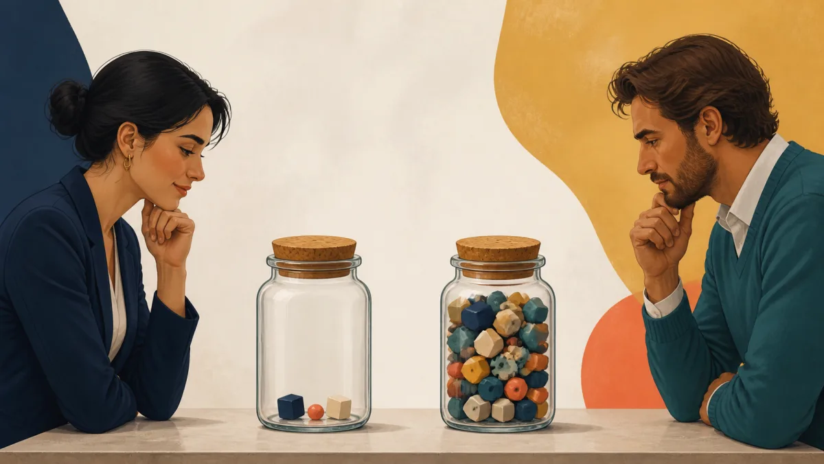 Two equally small jars contain very different amounts of useful substance