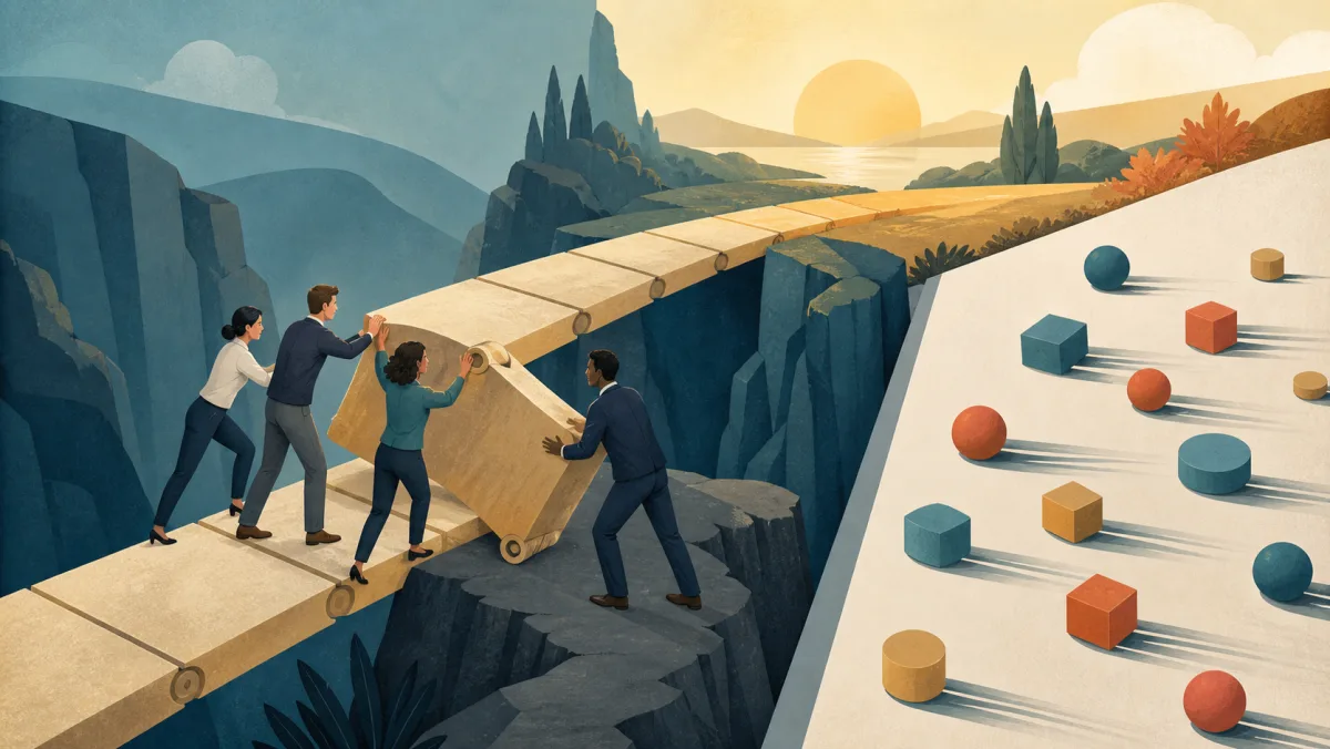 A team deliberately rotates one pathway while loose objects drift sideways on another surface