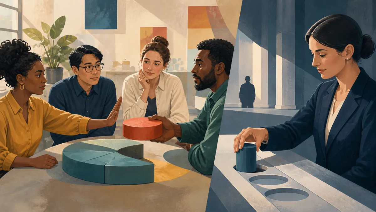 An informal team resists a proposal piece while a professional makes a formal procedural placement