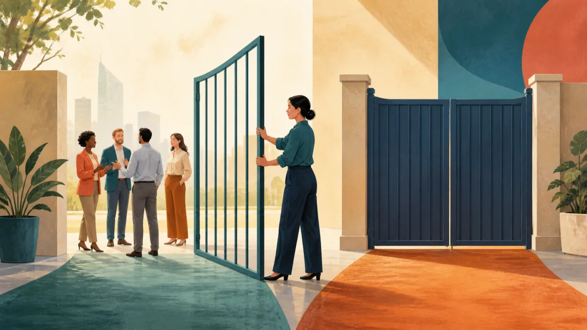 An open gate keeps negotiation possible beside a separate firmly closed route