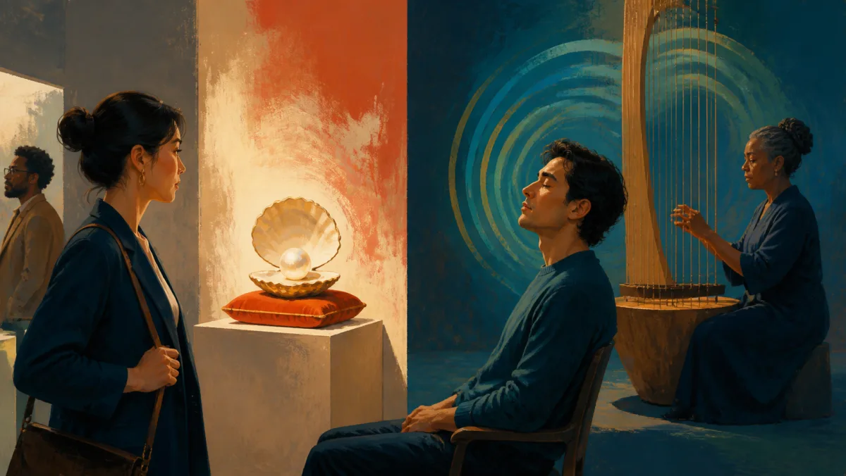 A bright display attracts attention while a harp creates a deeper response in a listener