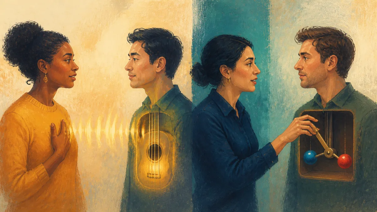One conversation activates an existing inner response while another moves a decision mechanism