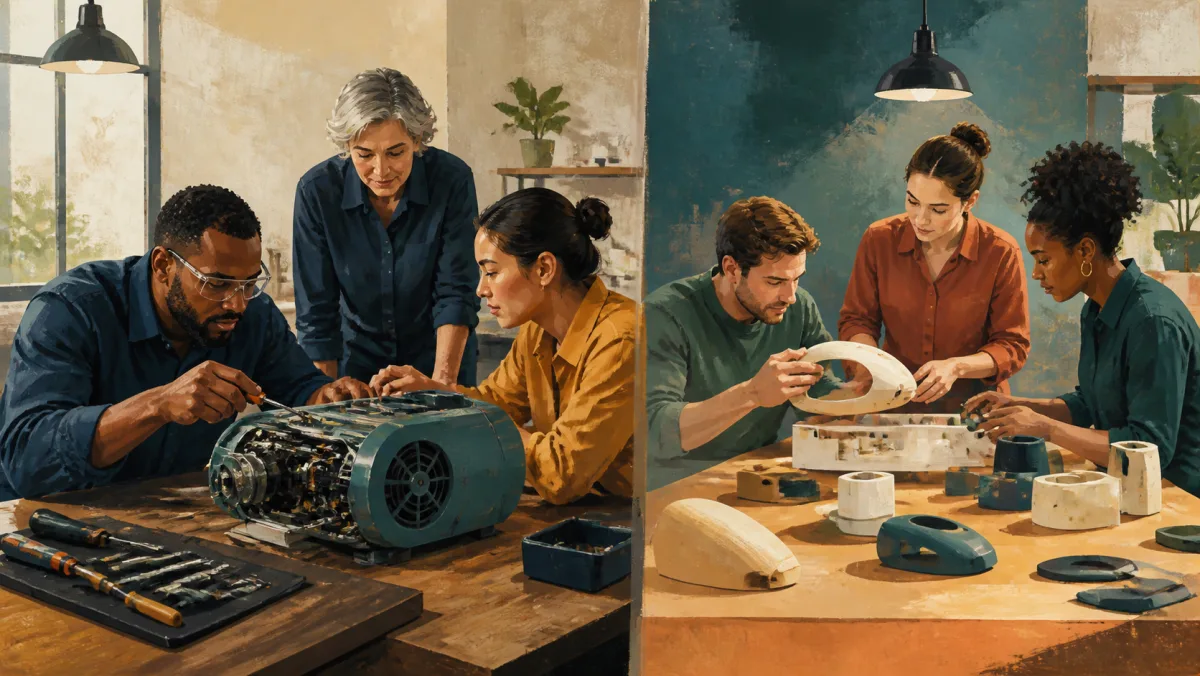 Teams repair a familiar product and construct a newly shaped version from model components