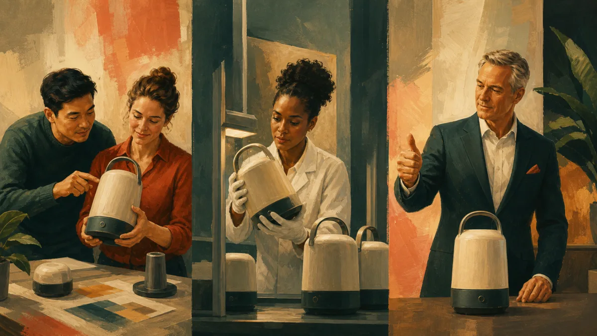 Three workplace scenes show informal review, careful clearance, and decisive final approval