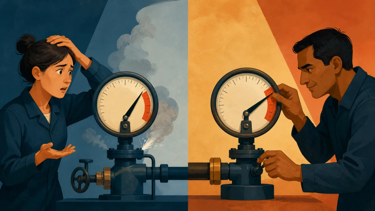 An accidental pressure-gauge fault contrasts with deliberate manipulation of a working gauge
