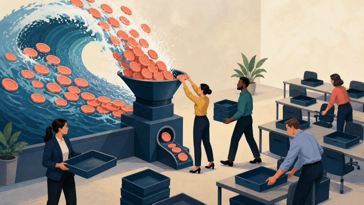A wave of coral request tokens enters a workplace system as professionals prepare extra receiving capacity